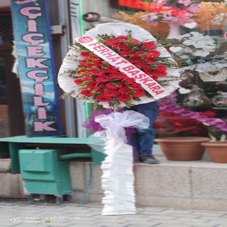 Çelenk Tekli Yapay Beyaz-Kırmızı